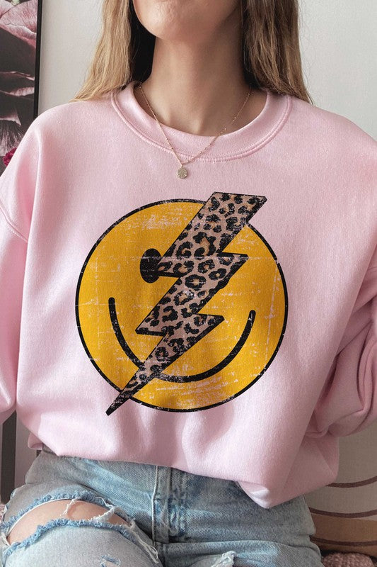 
                      
                        LEOPARD LIGHTNING HAPPY FACE GRAPHIC SWEATSHIRT
                      
                    