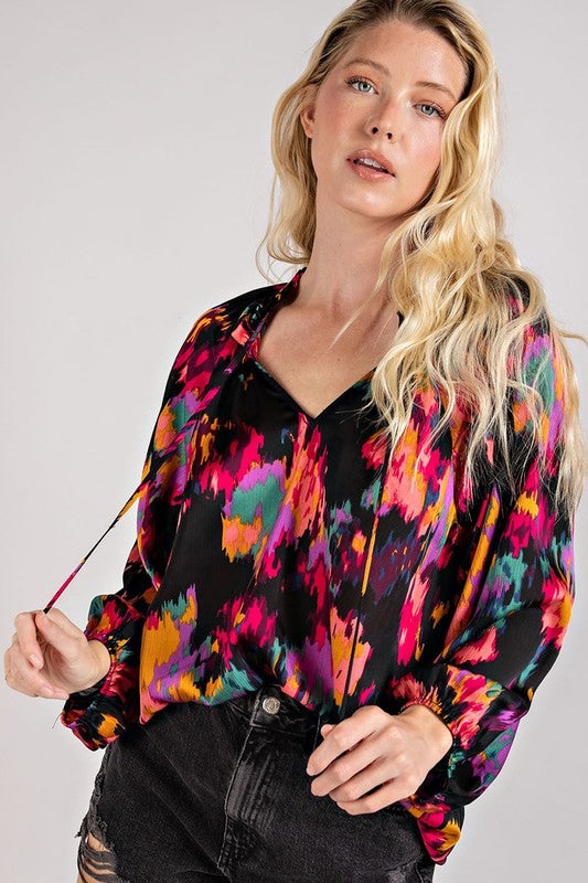 Carmen V-Neck Printed Top