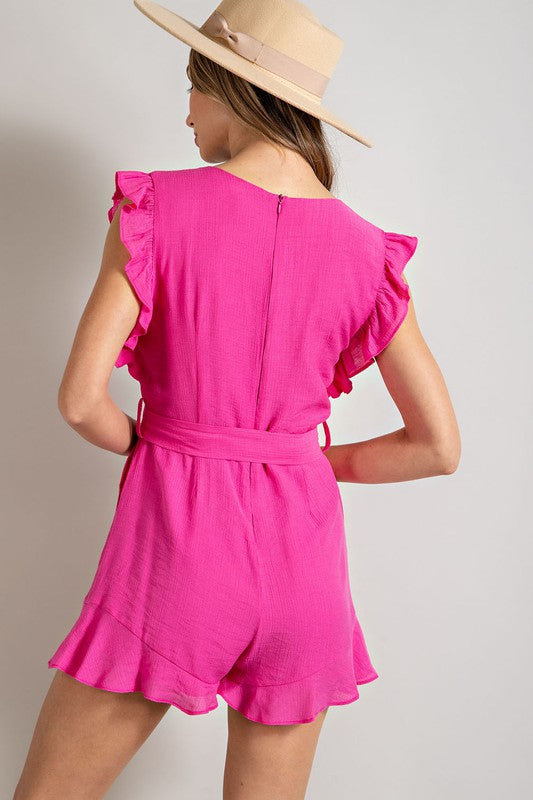 Rachel Ruffled Waist Tie Romper