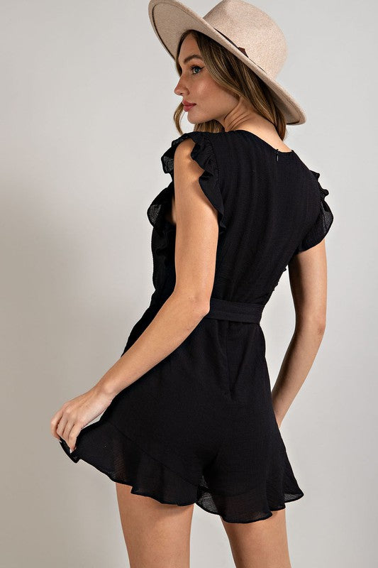 Rachel Ruffled Waist Tie Romper