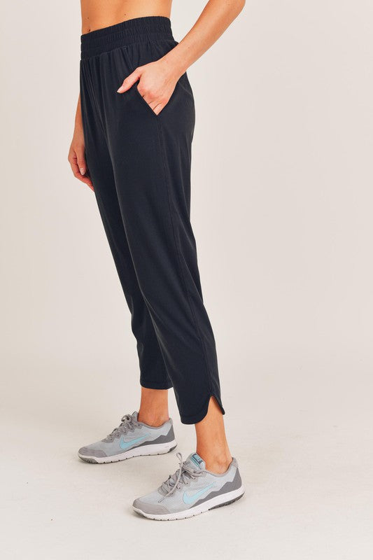 Abbie Athleisure Joggers with Curved Notch Hem