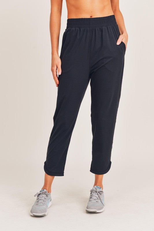 Abbie Athleisure Joggers with Curved Notch Hem