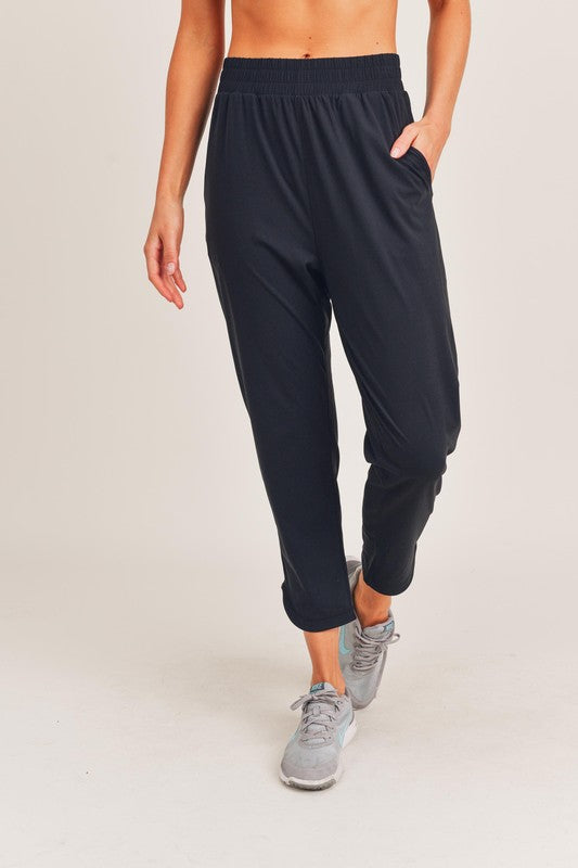 Abbie Athleisure Joggers with Curved Notch Hem