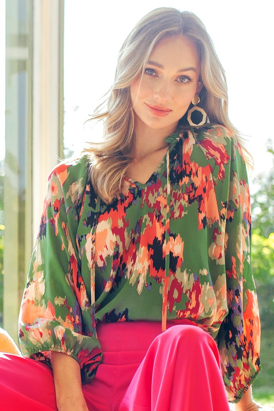 Carmen V-Neck Printed Top
