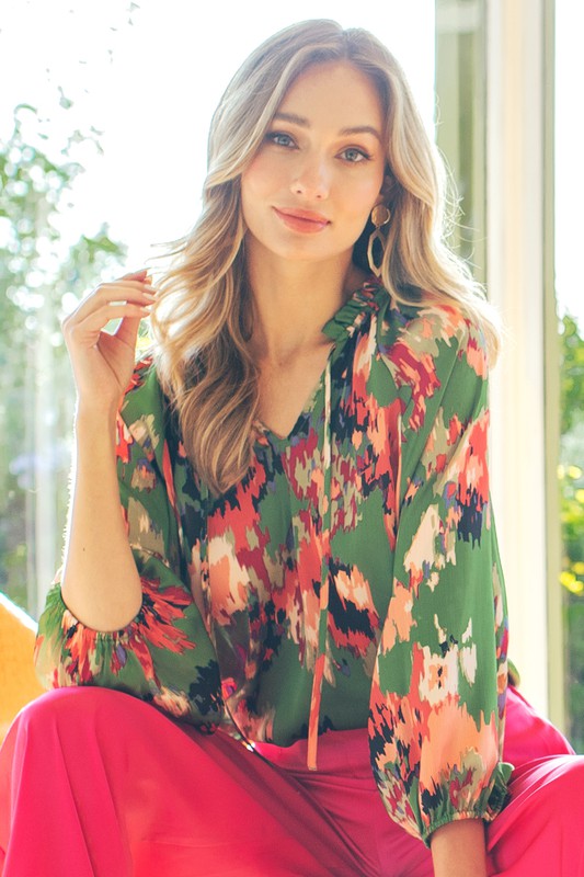 Carmen V-Neck Printed Top