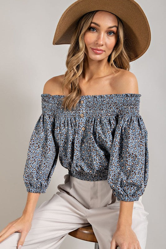Anabell Leopard Off The Shoulder Top