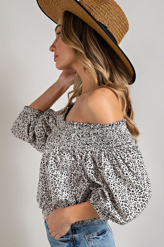 
                      
                        Anabell Leopard Off The Shoulder Top
                      
                    