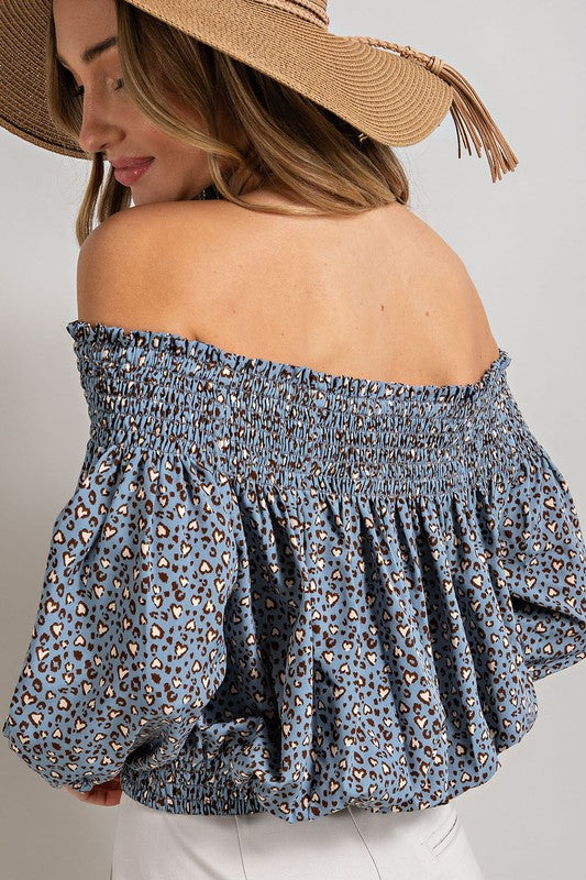 Anabell Leopard Off The Shoulder Top