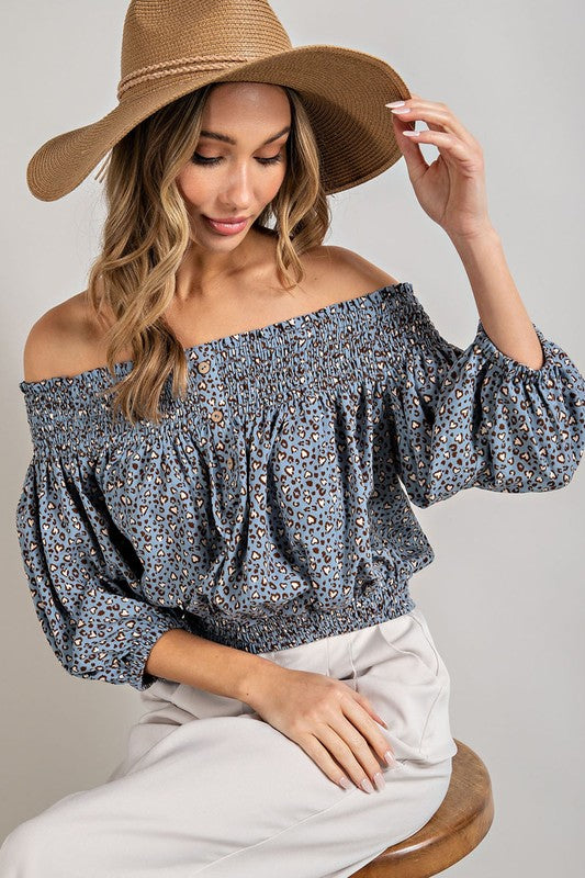 Anabell Leopard Off The Shoulder Top