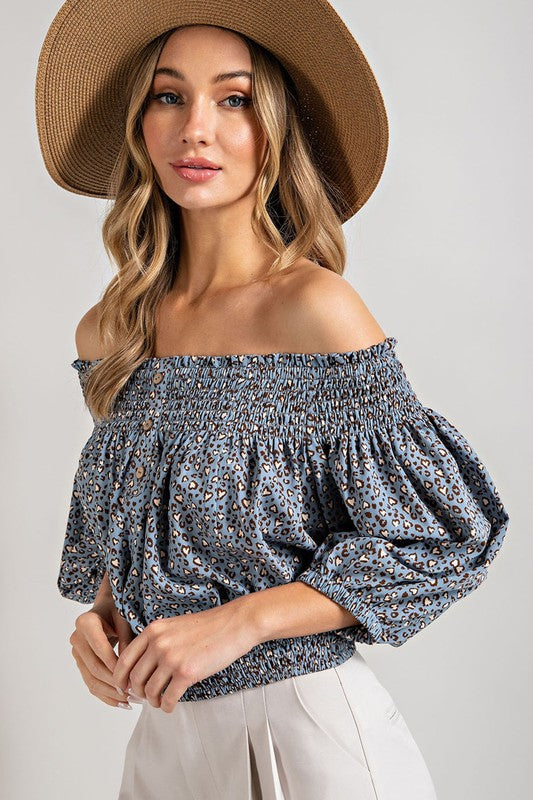 Anabell Leopard Off The Shoulder Top
