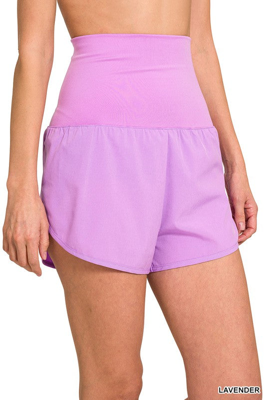 Chloe High waisted band fold-over running shorts