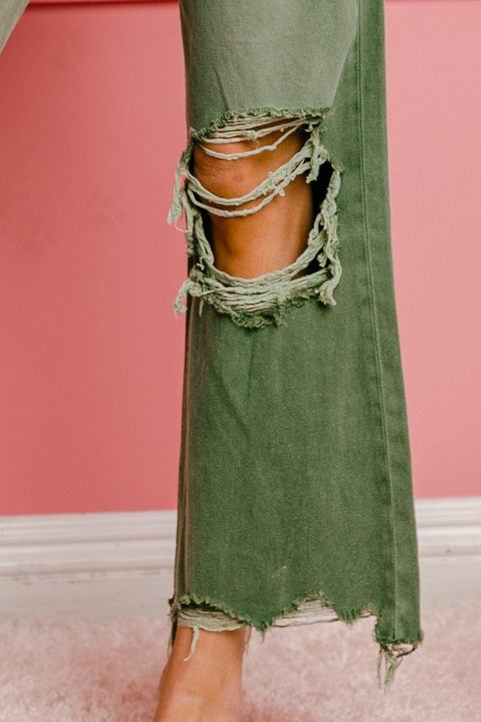 
                      
                        Distressed Vintage Washed Wide Leg Pants
                      
                    