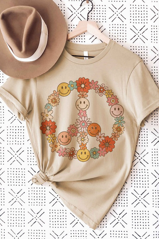 
                      
                        RETRO HAPPY FACE PEACE GRAPHIC TEE
                      
                    