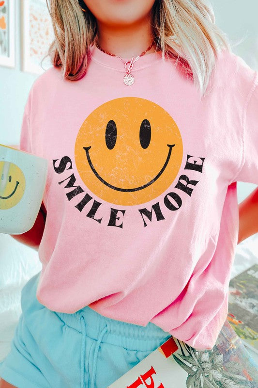 
                      
                        SMILE MORE HAPPY FACE GRAPHIC TEE
                      
                    