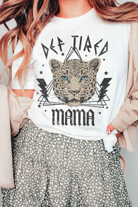 DEF TIRED MAMA LEOPARD GRAPHIC TEE