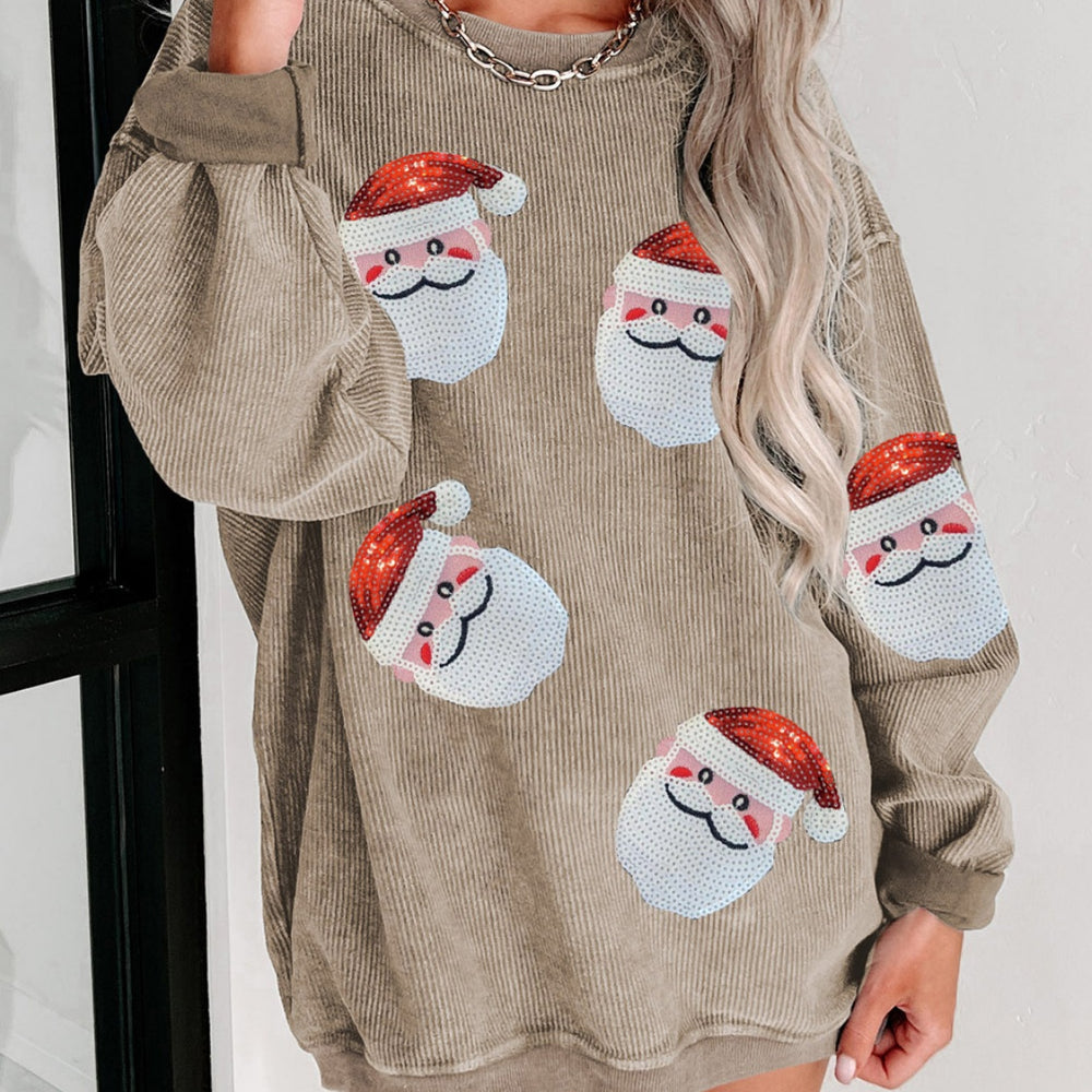 
                      
                        Sequin Santa Patch Ribbed Sweatshirt
                      
                    