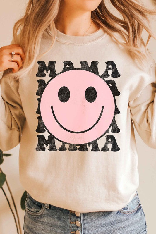 HAPPY FACE MAMA GRAPHIC SWEATSHIRT