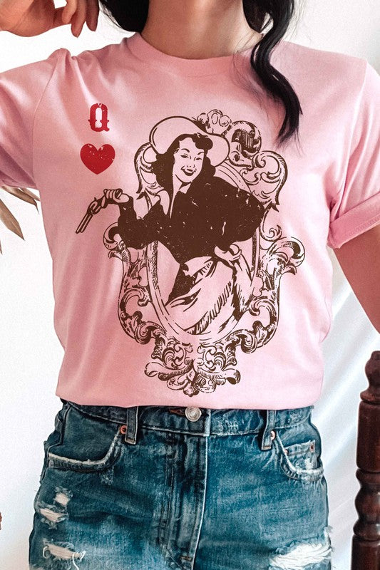 
                      
                        QUEEN OF HEARTS COWGIRL GRAPHIC TEE
                      
                    