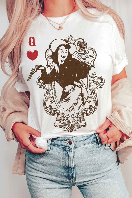 QUEEN OF HEARTS COWGIRL GRAPHIC TEE