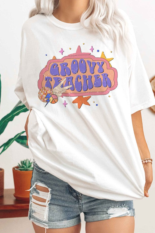 
                      
                        GROOVY TEACHER GRAPHIC TEE
                      
                    