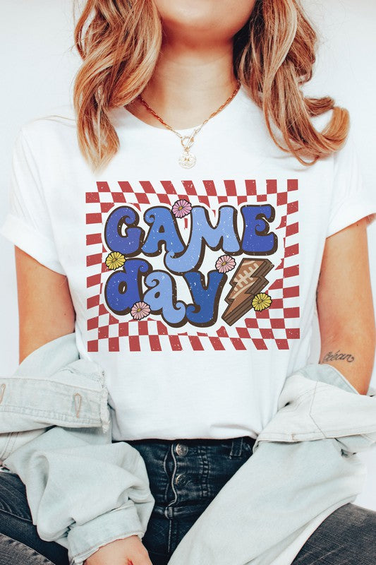 PLUS SIZE - RETRO CHECKER GAME DAY GRAPHIC TEE