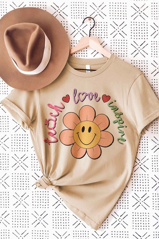 
                      
                        TEACH LOVE INSPIRE DAISY HAPPY FACE GRAPHIC TEE
                      
                    