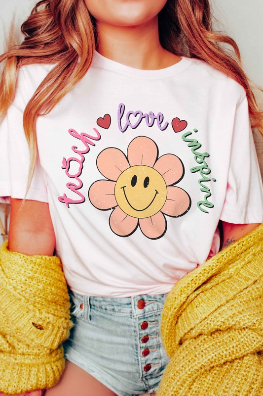 
                      
                        TEACH LOVE INSPIRE DAISY HAPPY FACE GRAPHIC TEE
                      
                    