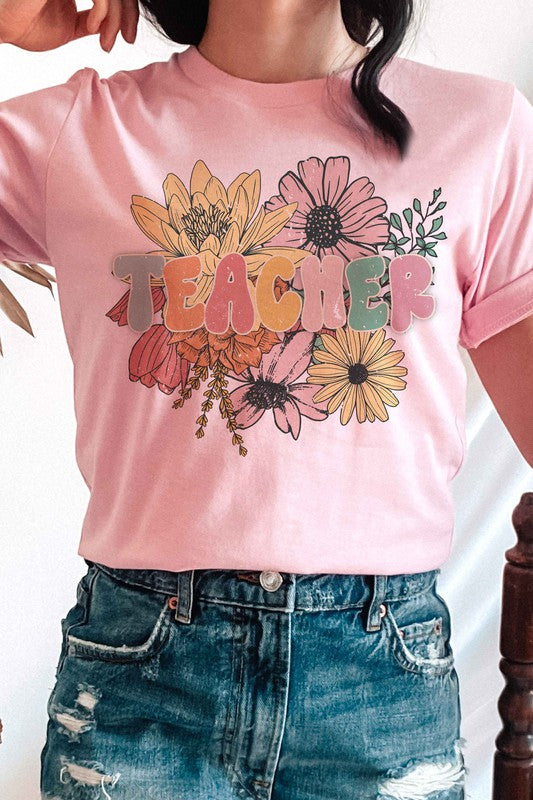 
                      
                        FLORAL TEACHER GRAPHIC T-SHIRT
                      
                    