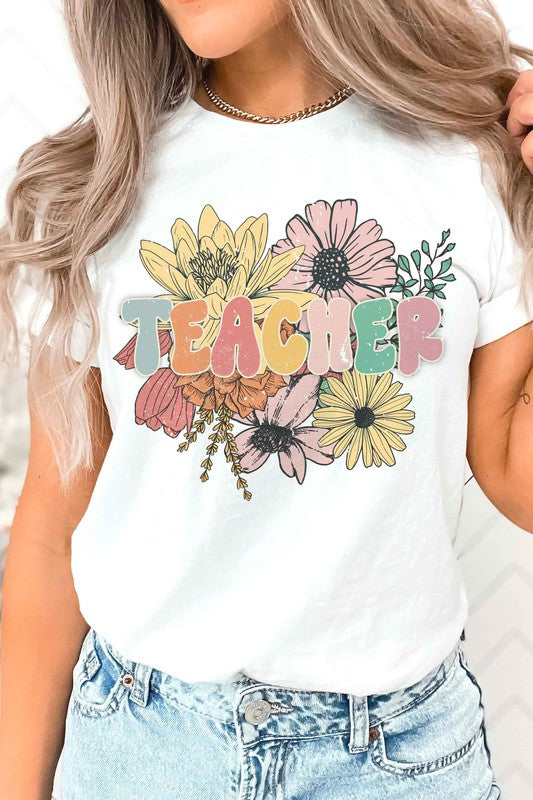 FLORAL TEACHER GRAPHIC T-SHIRT