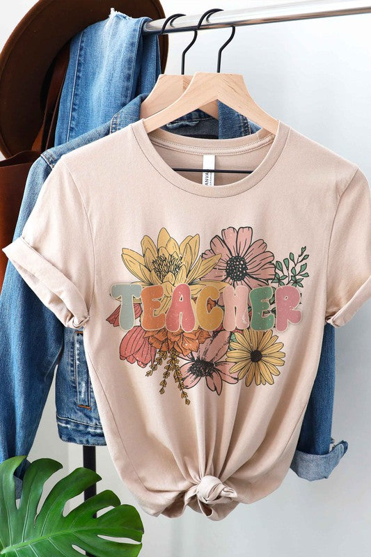 
                      
                        FLORAL TEACHER GRAPHIC T-SHIRT
                      
                    