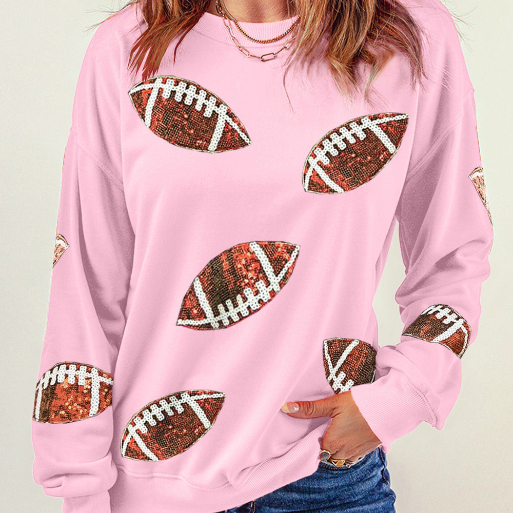 Sequin Football Patch Sweatshirt