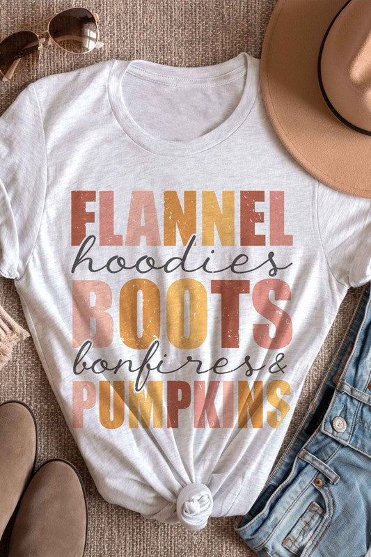 
                      
                        FLANNEL BOOTS PUMPKINS Graphic Tee
                      
                    