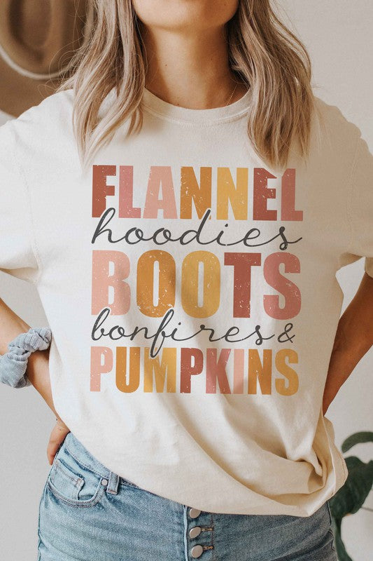 
                      
                        FLANNEL BOOTS PUMPKINS Graphic Tee
                      
                    