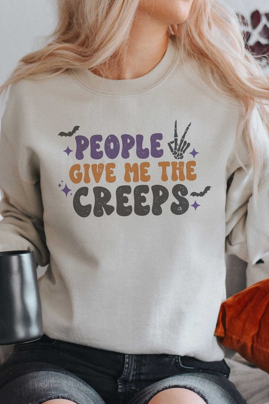 
                      
                        PEOPLE GIVE ME THE CREEPS GRAPHIC SWEATSHIRT
                      
                    