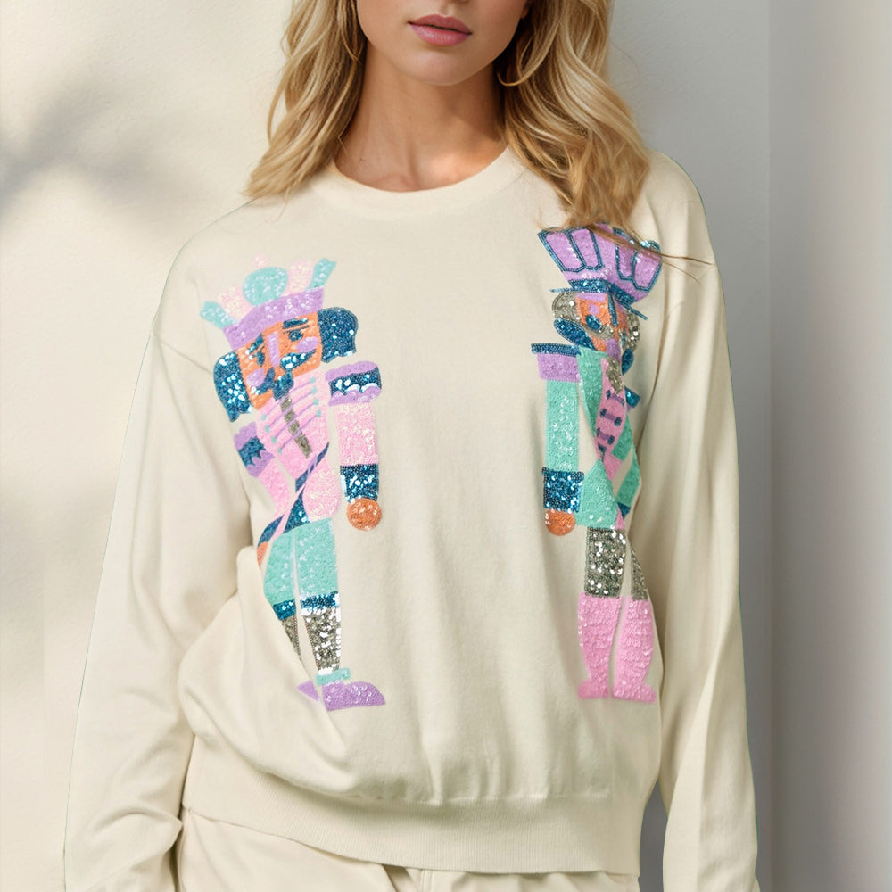 Sequin Nutcracker Long Sleeve Sweater