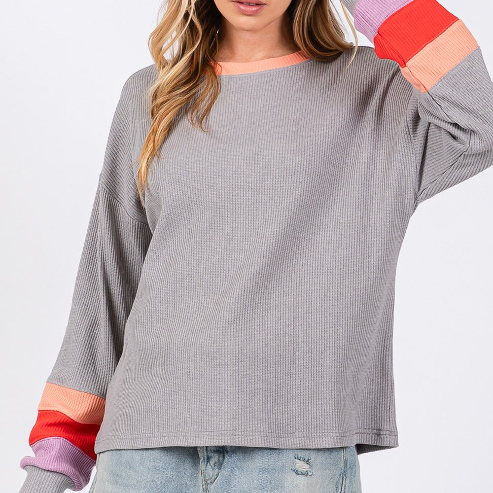 
                      
                        Color Block Waffle Knit T-Shirt
                      
                    