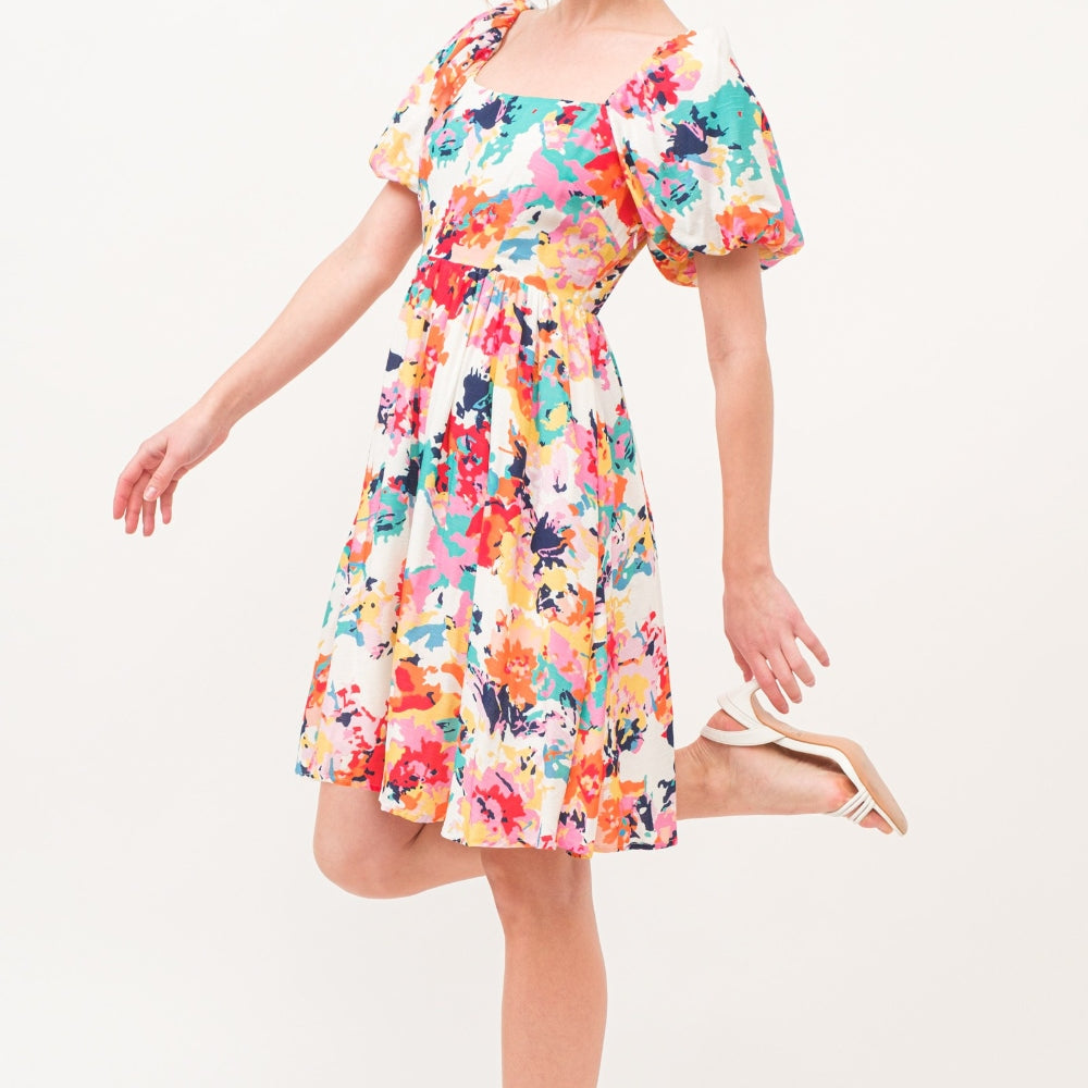 
                      
                        Square Neck Puff Sleeve Floral Dress
                      
                    