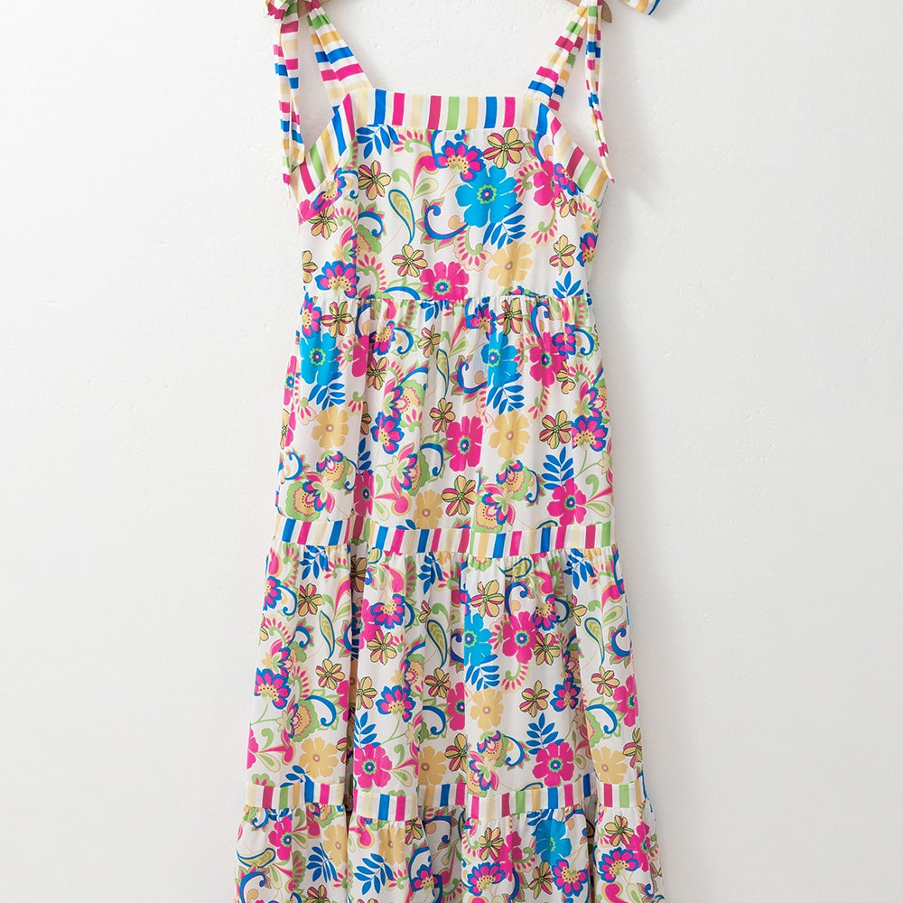 Tied Floral Sleeveless Maxi Dress