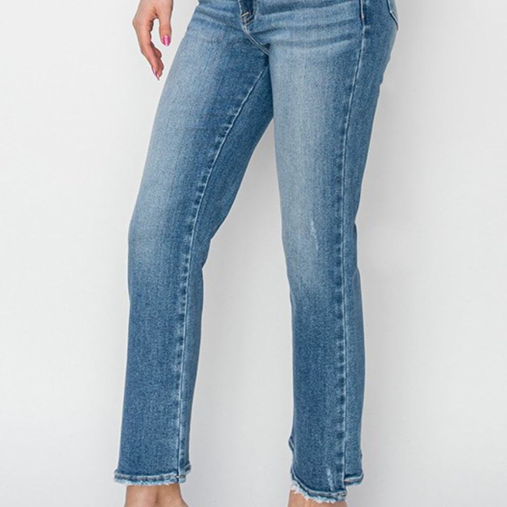 
                      
                        RISEN High Rise Slim Straight Jeans
                      
                    