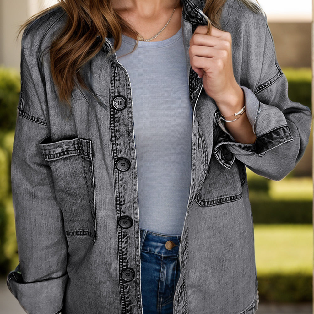 Button Up Long Sleeve Denim Jacket