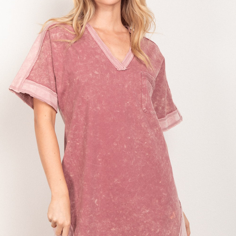 Short Sleeve V-Neck Tee Dress