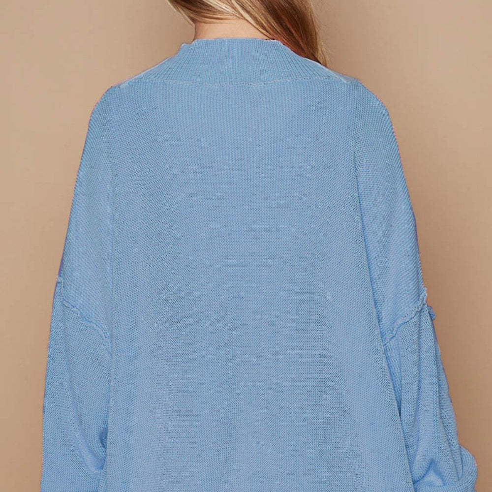 Open Front Washed Knit Cardigan with Pockets