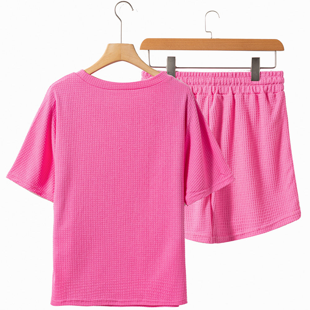 
                      
                        Waffle-Knit Round Neck Top and Shorts Set
                      
                    