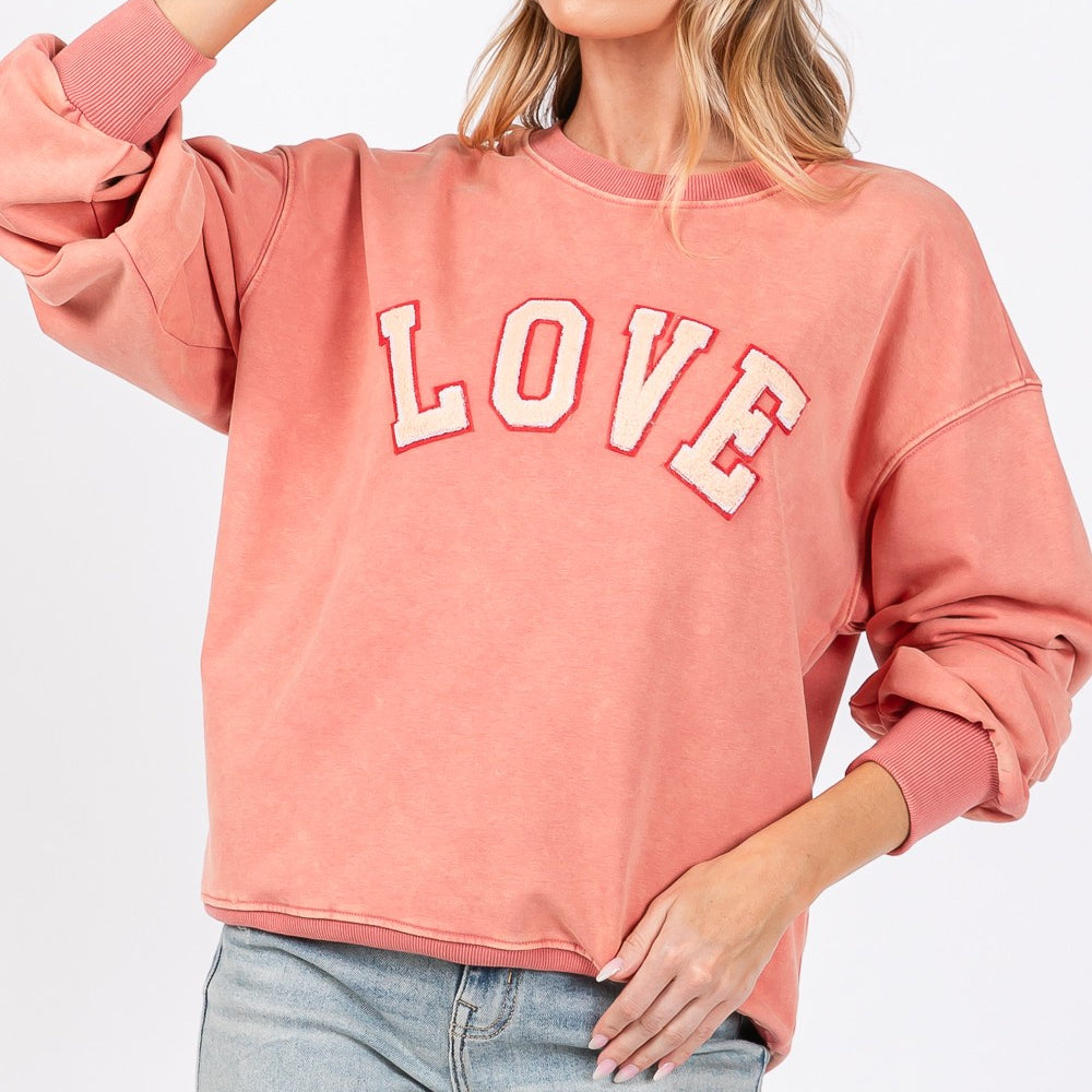 Path Applique Drop Shoulder Sweatshirt