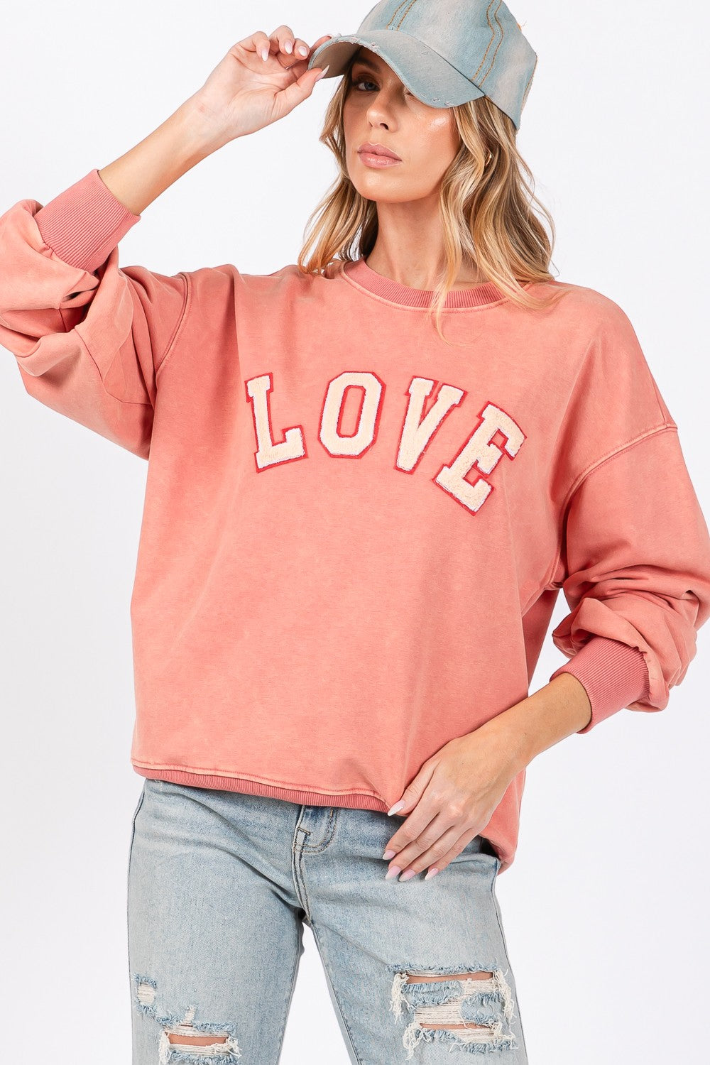 Path Applique Drop Shoulder Sweatshirt