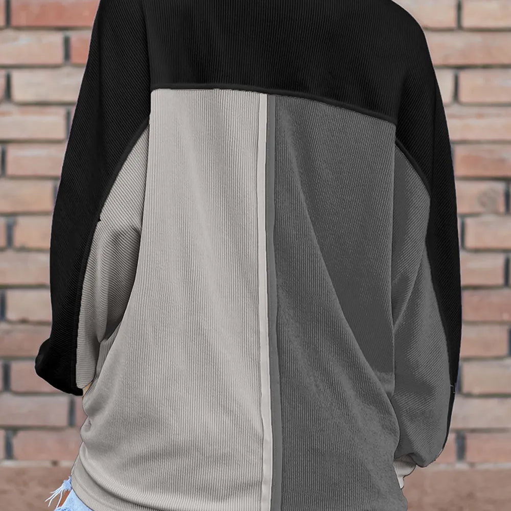 
                      
                        Pocketed Contrast Long Sleeve Sweatshirt
                      
                    