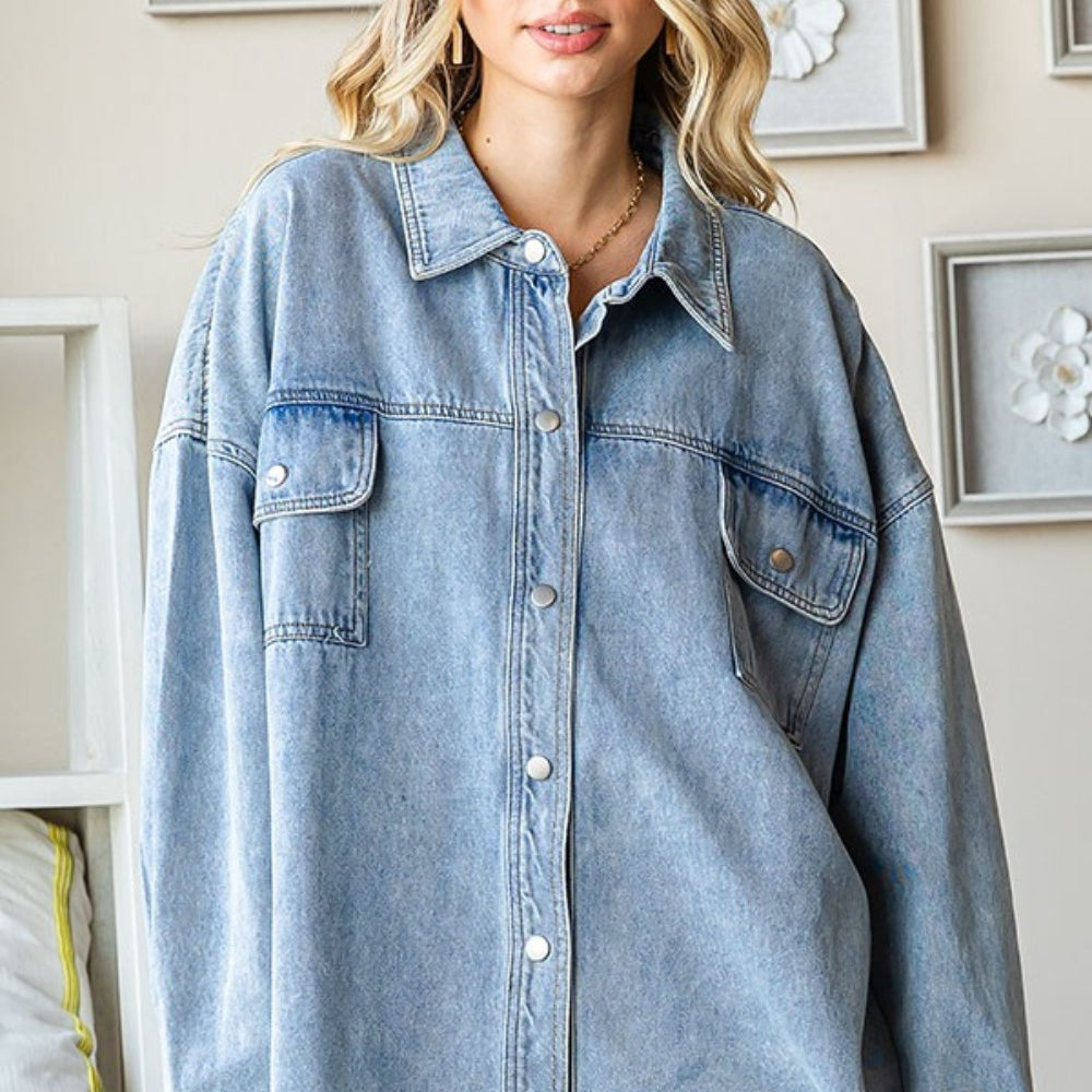 
                      
                        Smile Face Button Down Raw Hem Denim Jacket
                      
                    