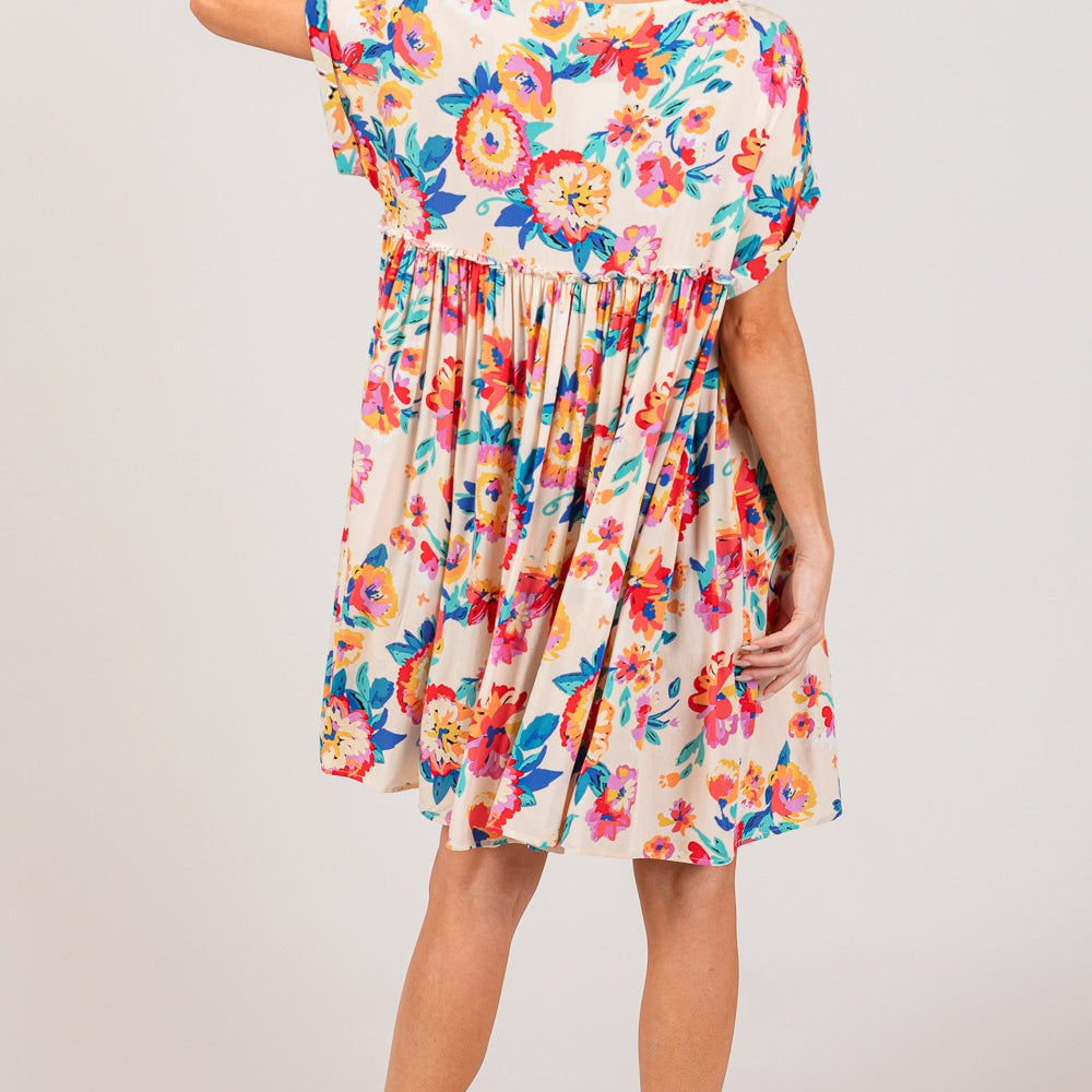 
                      
                        Floral Button-Down Short Sleeve Dress
                      
                    