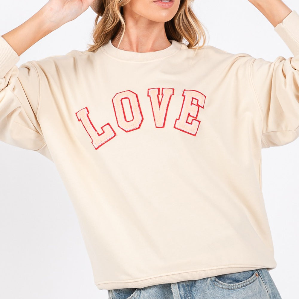 LOVE Path Applique Drop Shoulder Sweatshirt