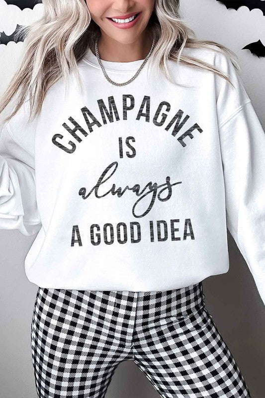 
                      
                        CHAMPAGNE IS ALWAYS AN IDEA OVERSIZED SWEATSHIRT
                      
                    